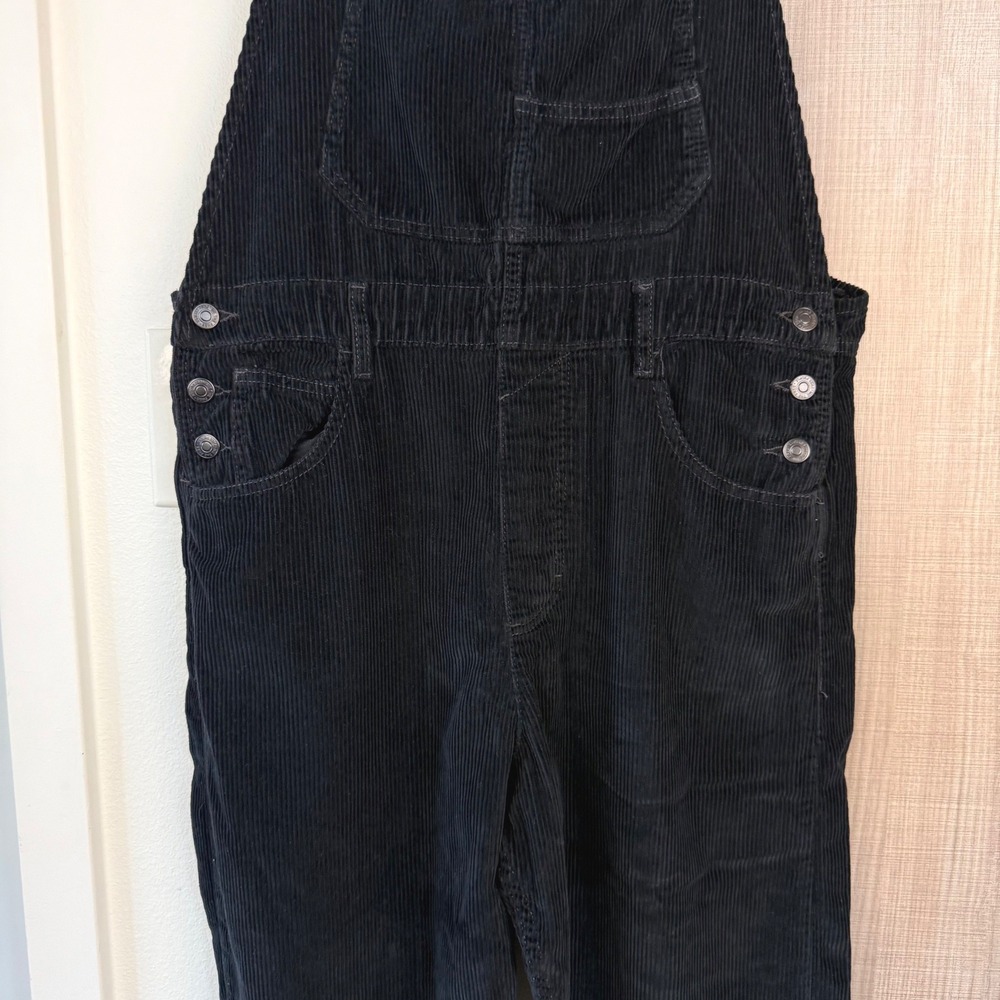 Free People We the Free Black Relaxed Corduroy Ziggy Overalls Size Medium - Picture 6 of 14